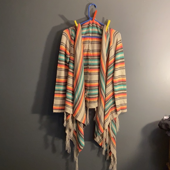 Elegant Striped Hooded Cardigan Sweater (XL) - Picture 2 of 4